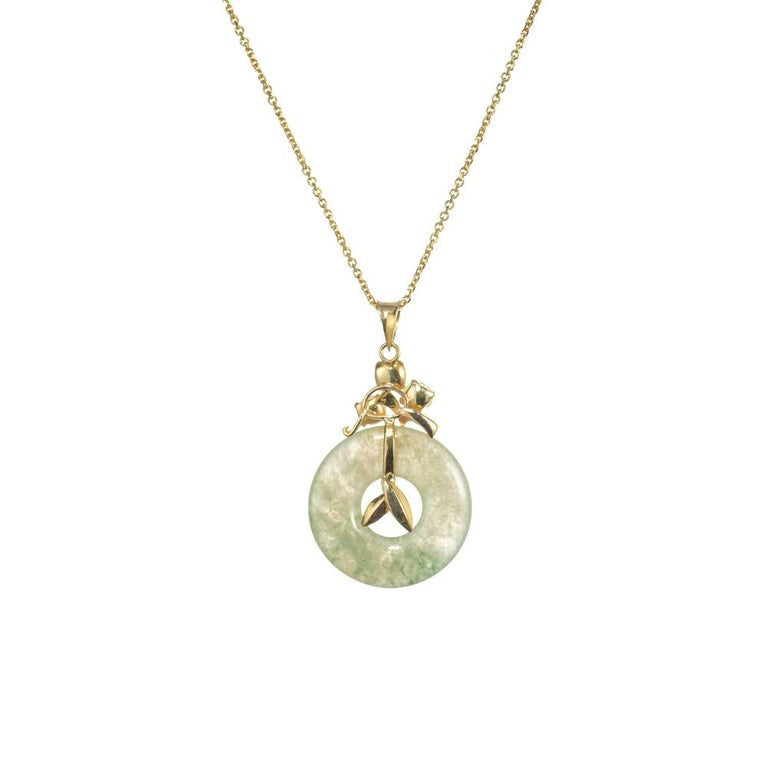 GIA Certified Jadeite Jade Opal Yellow Gold Pendant Necklace – image 5