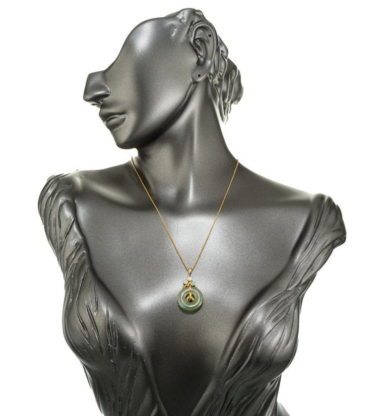 GIA Certified Jadeite Jade Opal Yellow Gold Pendant Necklace – image 7