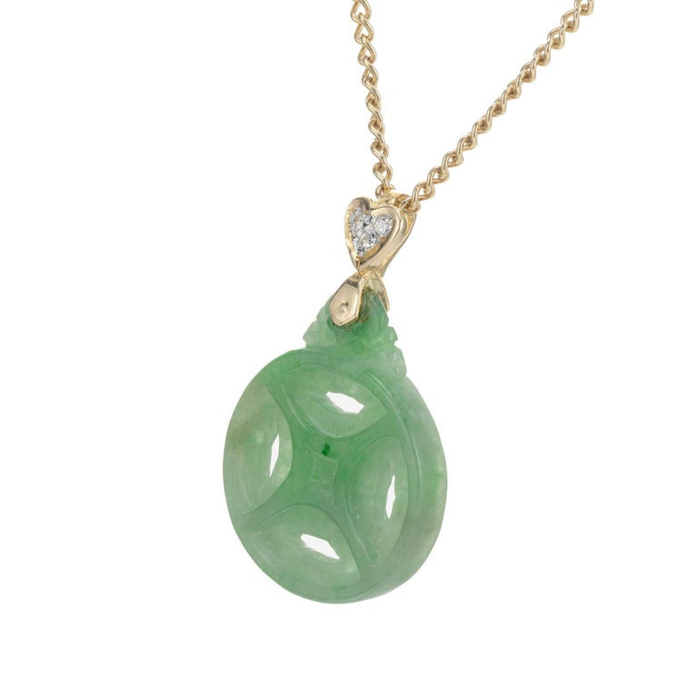 GIA Certified Jadeite Jade Diamond Pendant Necklace – image 2