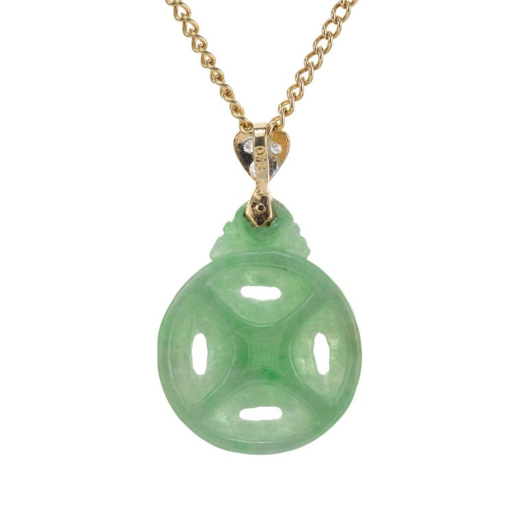 GIA Certified Jadeite Jade Diamond Pendant Necklace – image 3