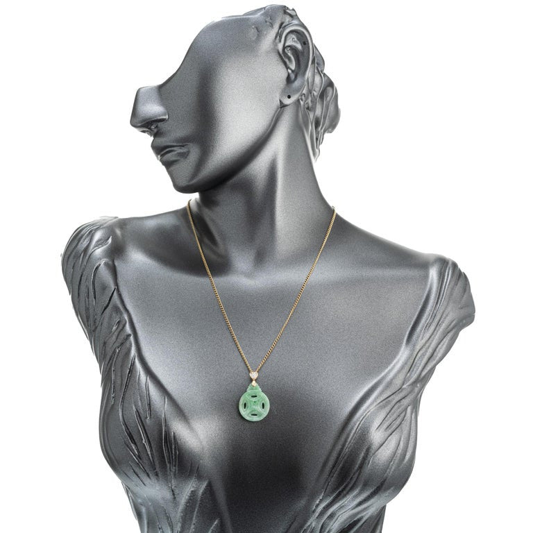 GIA Certified Jadeite Jade Diamond Pendant Necklace – image 7