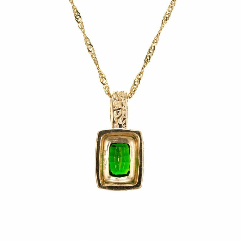 TG 2.25 Carat Green Tourmaline Yellow Gold Pendant Necklace – image 2