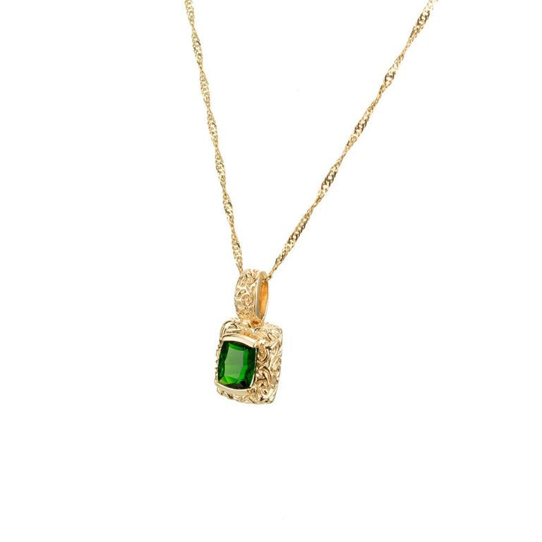 TG 2.25 Carat Green Tourmaline Yellow Gold Pendant Necklace – image 3