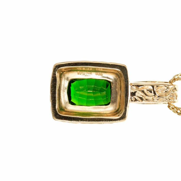 TG 2.25 Carat Green Tourmaline Yellow Gold Pendant Necklace – image 5