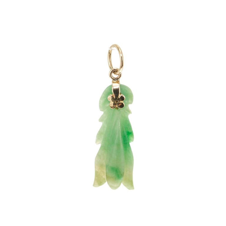 GIA Certified Jadeite Jade Yellow Gold Carved Pendant – image 2