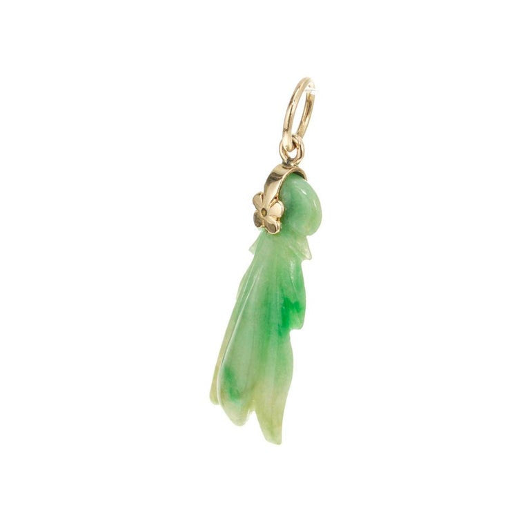 GIA Certified Jadeite Jade Yellow Gold Carved Pendant – image 3