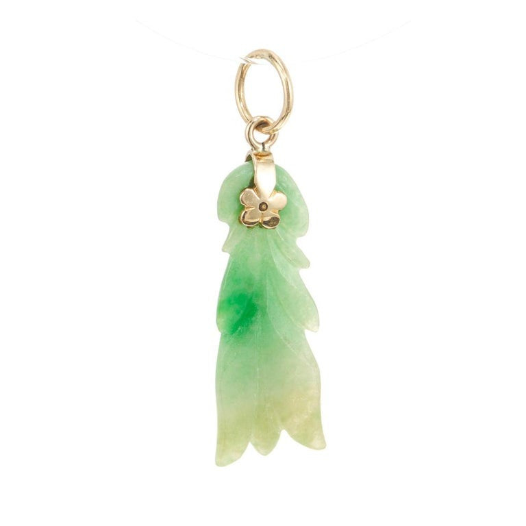 GIA Certified Jadeite Jade Yellow Gold Carved Pendant – image 5