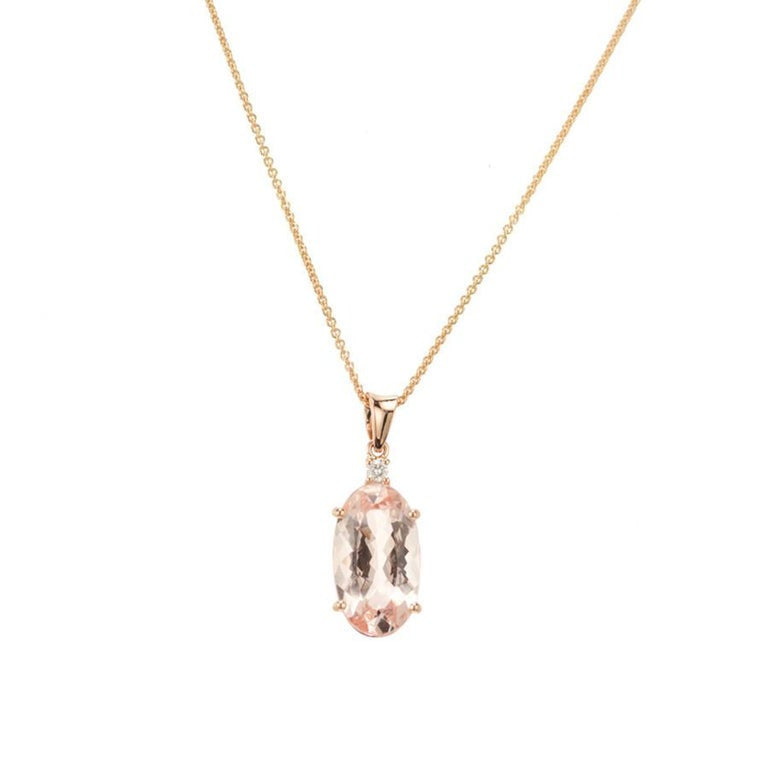 Peter Suchy 5.04 Carat Oval Morganite Diamond Rose Gold Pendant Necklace – image 2