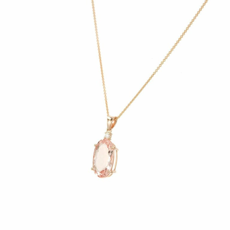 Peter Suchy 5.04 Carat Oval Morganite Diamond Rose Gold Pendant Necklace – image 4