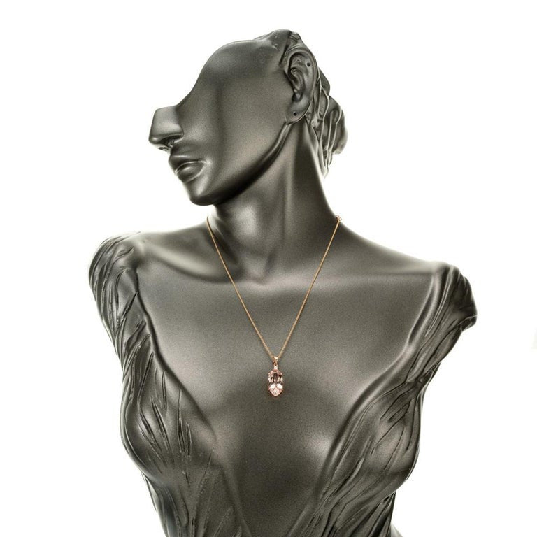Peter Suchy 5.04 Carat Oval Morganite Diamond Rose Gold Pendant Necklace – image 5