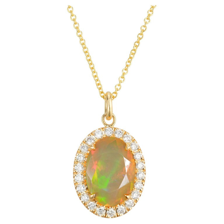 Peter Suchy GIA 3.50 Carat Opal Diamond Yellow Gold Pendant Necklace