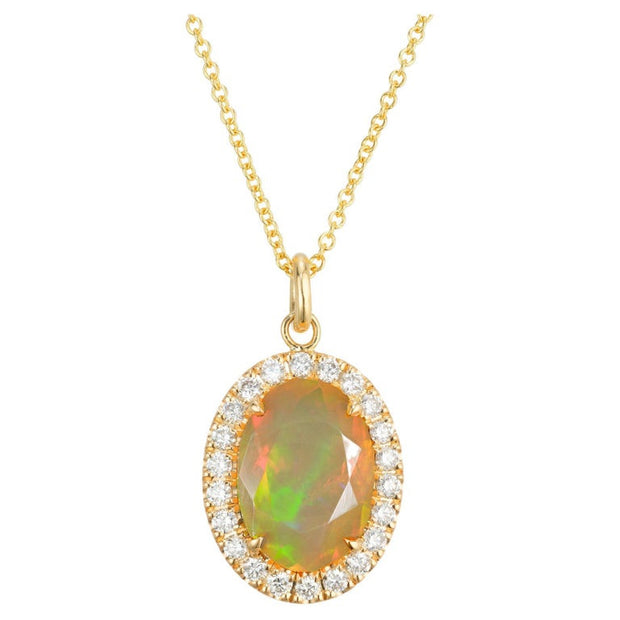 Peter Suchy GIA 3.50 Carat Opal Diamond Yellow Gold Pendant Necklace