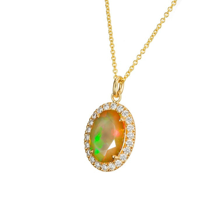 Peter Suchy GIA 3.50 Carat Opal Diamond Yellow Gold Pendant Necklace – image 2