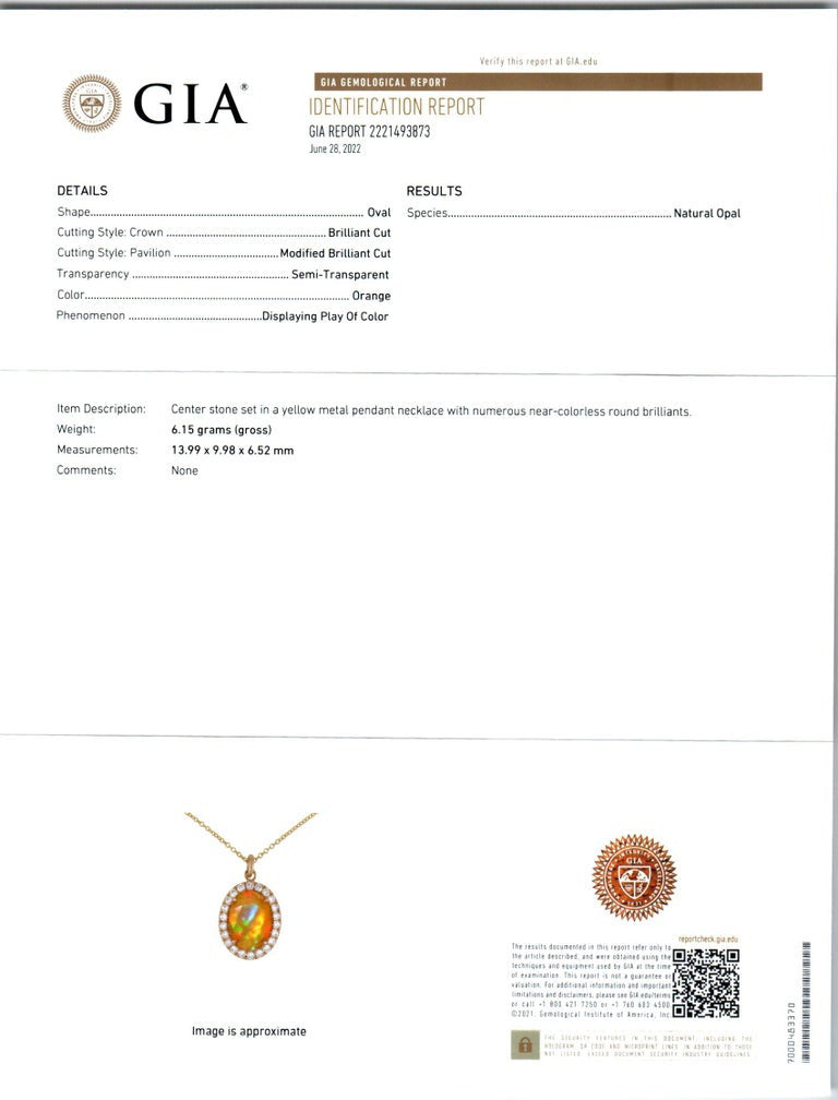 Peter Suchy GIA 3.50 Carat Opal Diamond Yellow Gold Pendant Necklace – image 4