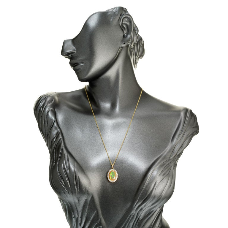 Peter Suchy GIA 3.50 Carat Opal Diamond Yellow Gold Pendant Necklace – image 7