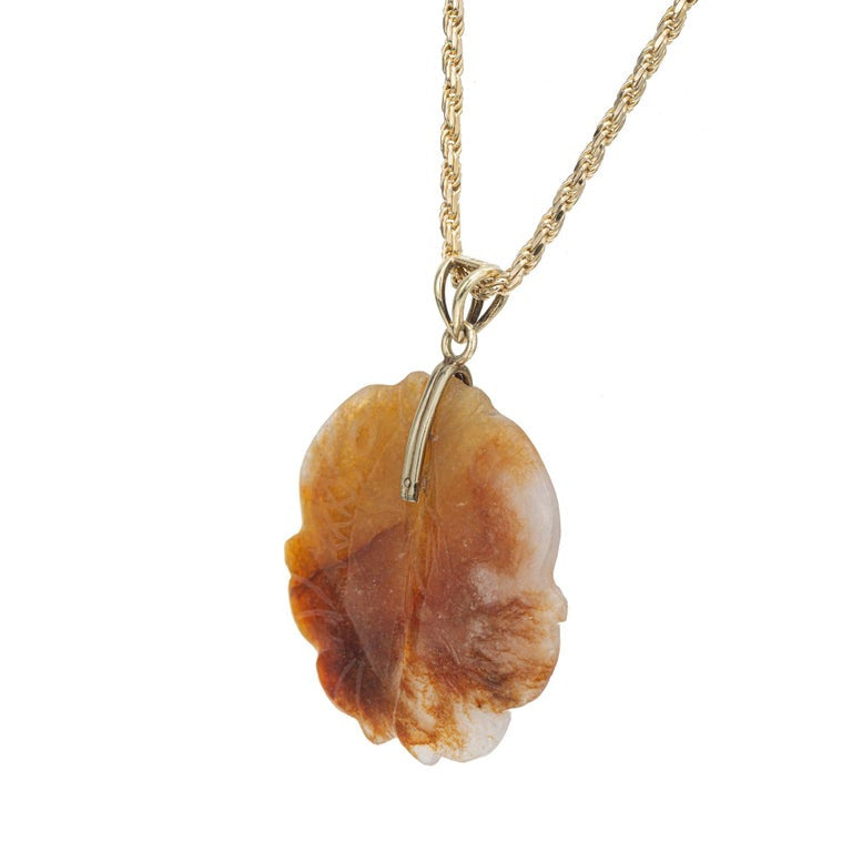 GIA Certified Jadeite Jade Yellow Gold Carved Pendant Necklace – image 3
