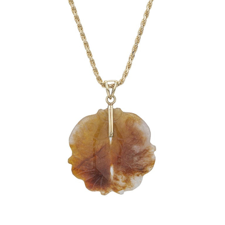 GIA Certified Jadeite Jade Yellow Gold Carved Pendant Necklace – image 5