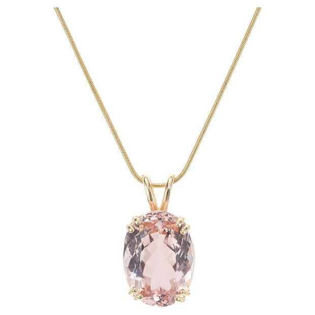 12.95 Carat Morganite Yellow Gold Pendant Necklace