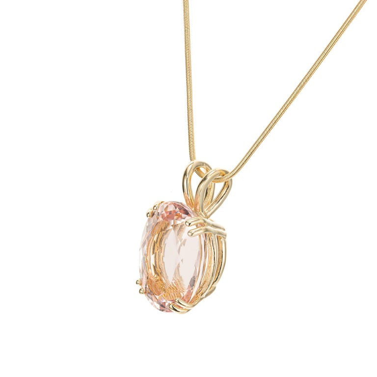 12.95 Carat Morganite Yellow Gold Pendant Necklace – image 2