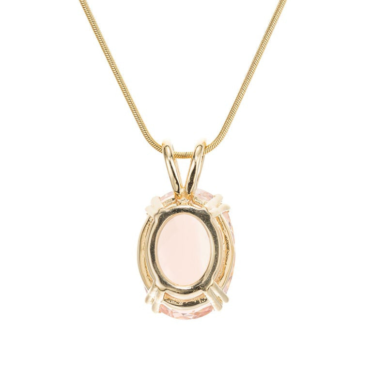 12.95 Carat Morganite Yellow Gold Pendant Necklace – image 3