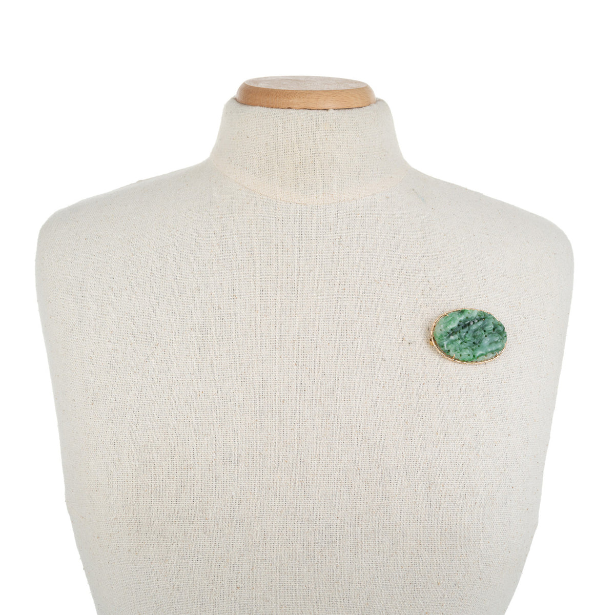 GIA Certified Jadeite Jade Rose Gold Carved Brooch Pendant – image 8