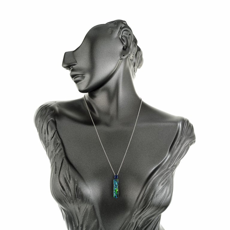 7.37 Carat Black Opal Garnet Sapphire White Gold Pendant Necklace – image 6