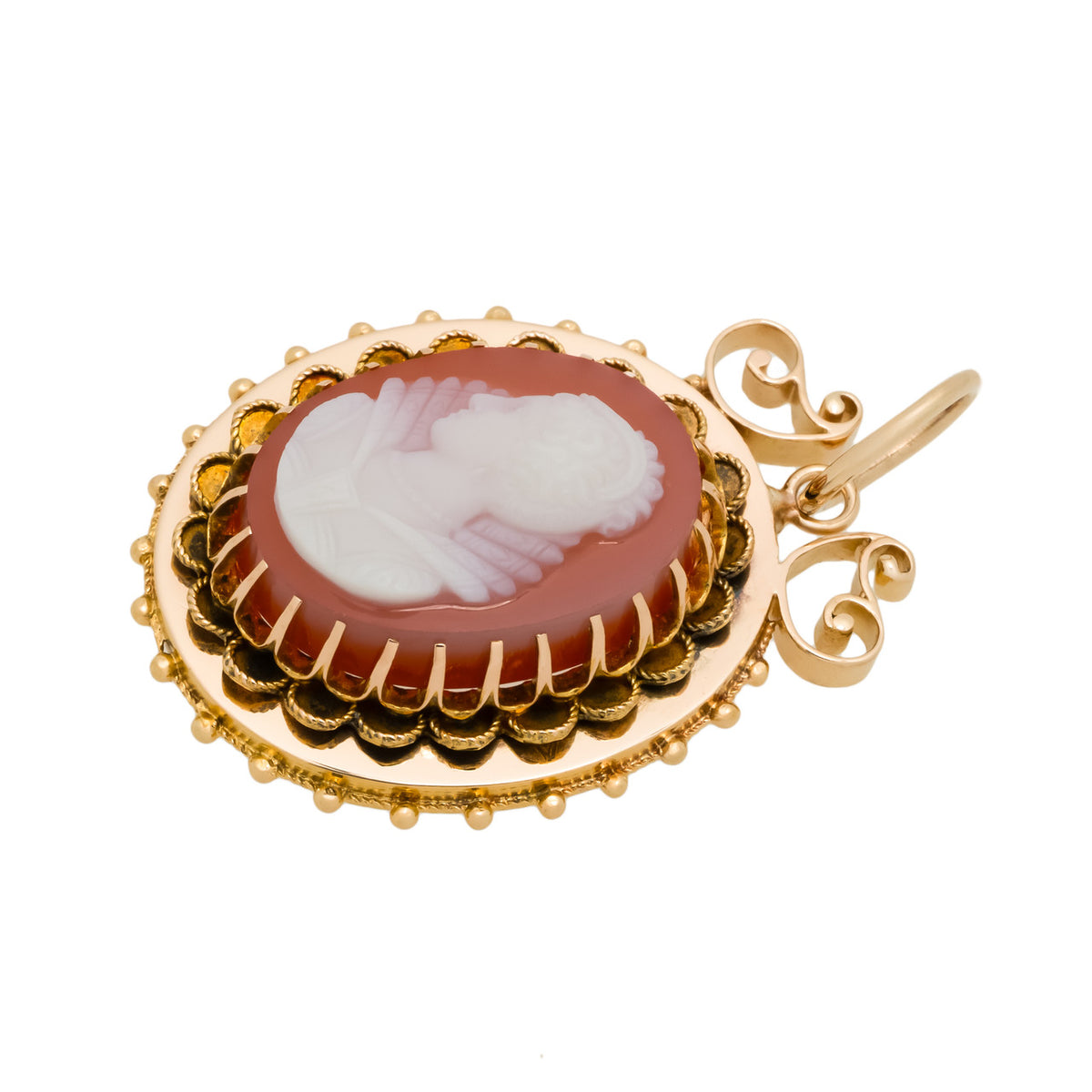 Antique Victorian Hardstone Carnelian Rose Gold Cameo Pendant – image 2