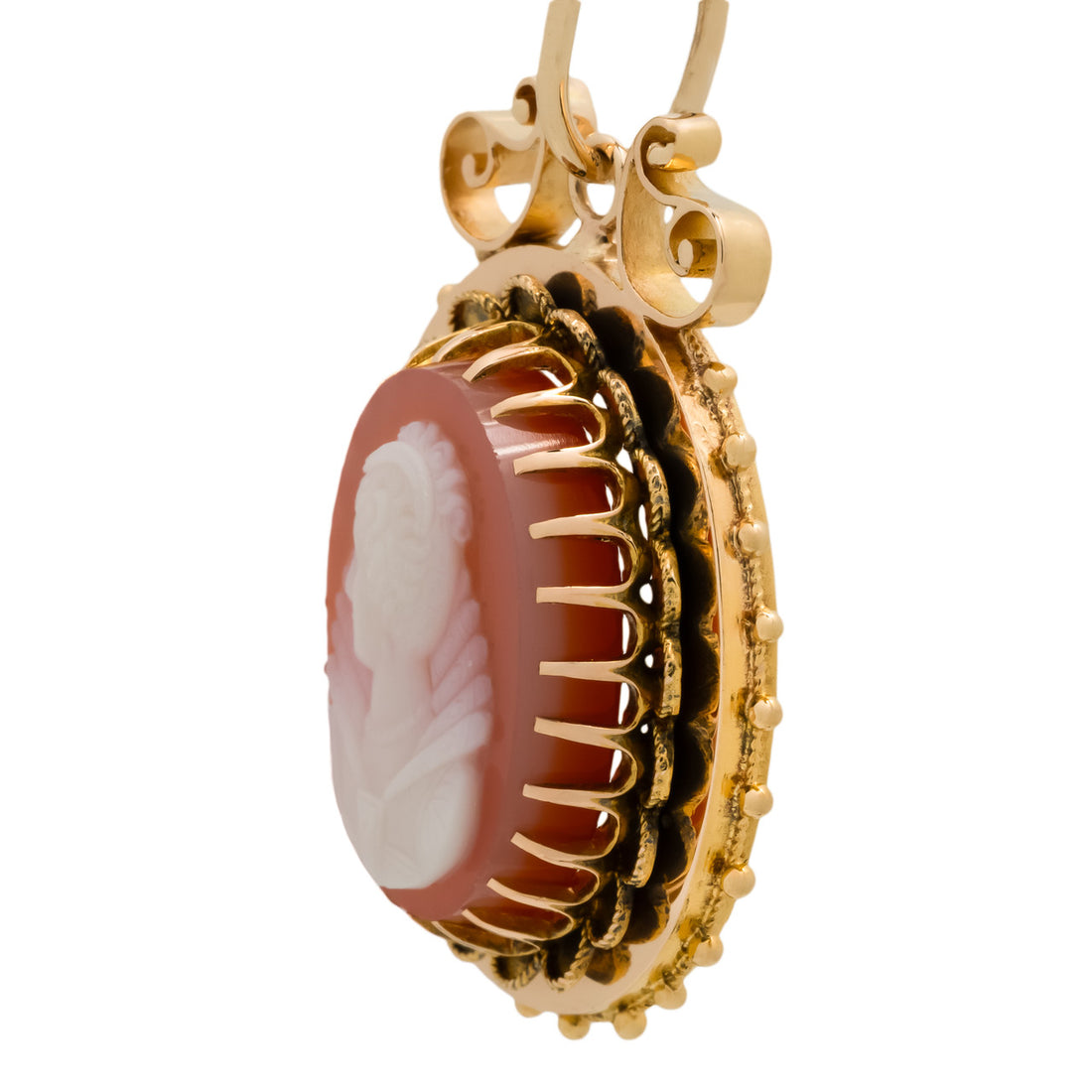 Antique Victorian Hardstone Carnelian Rose Gold Cameo Pendant – image 3