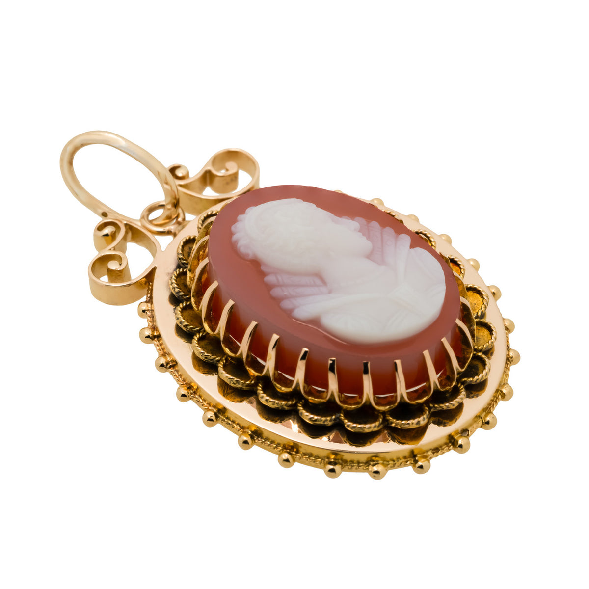 Antique Victorian Hardstone Carnelian Rose Gold Cameo Pendant – image 4