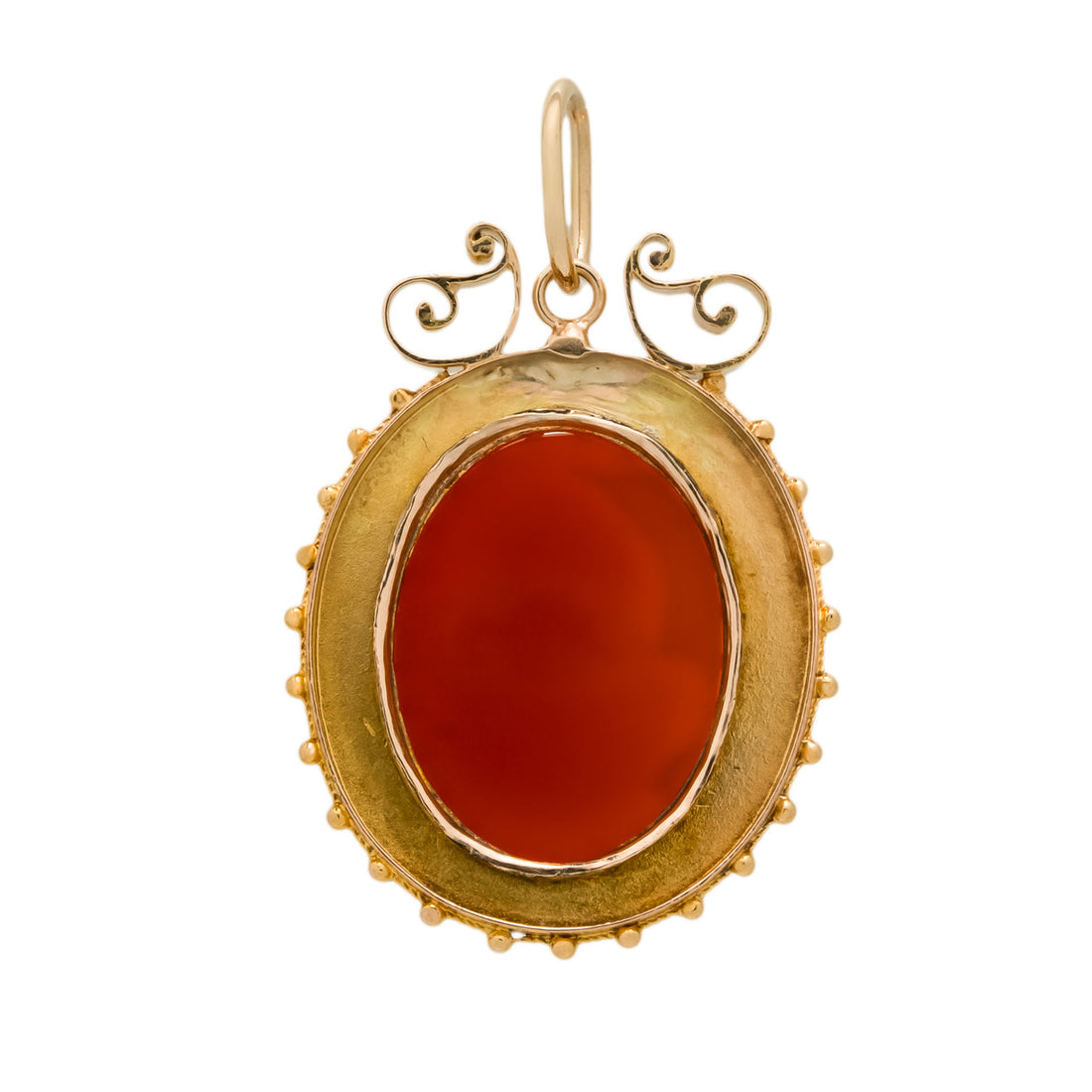 Antique Victorian Hardstone Carnelian Rose Gold Cameo Pendant – image 5