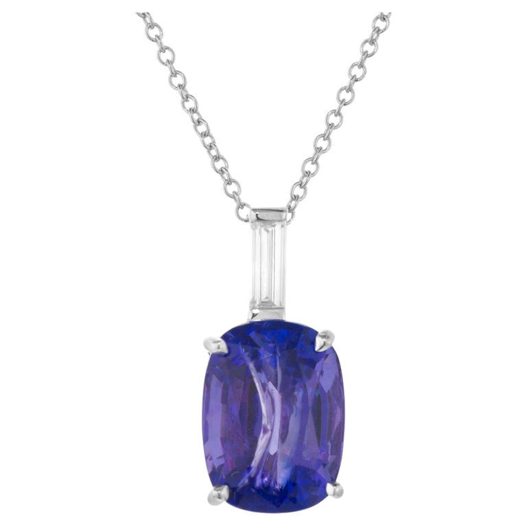 Peter Suchy 4.47 Carat Oval Tanzanite Diamond White Gold Pendant Necklace