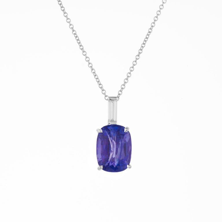 Peter Suchy 4.47 Carat Oval Tanzanite Diamond White Gold Pendant Necklace – image 2