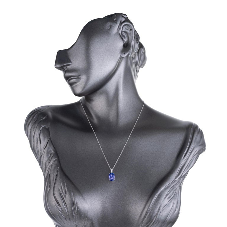 Peter Suchy 4.47 Carat Oval Tanzanite Diamond White Gold Pendant Necklace – image 6