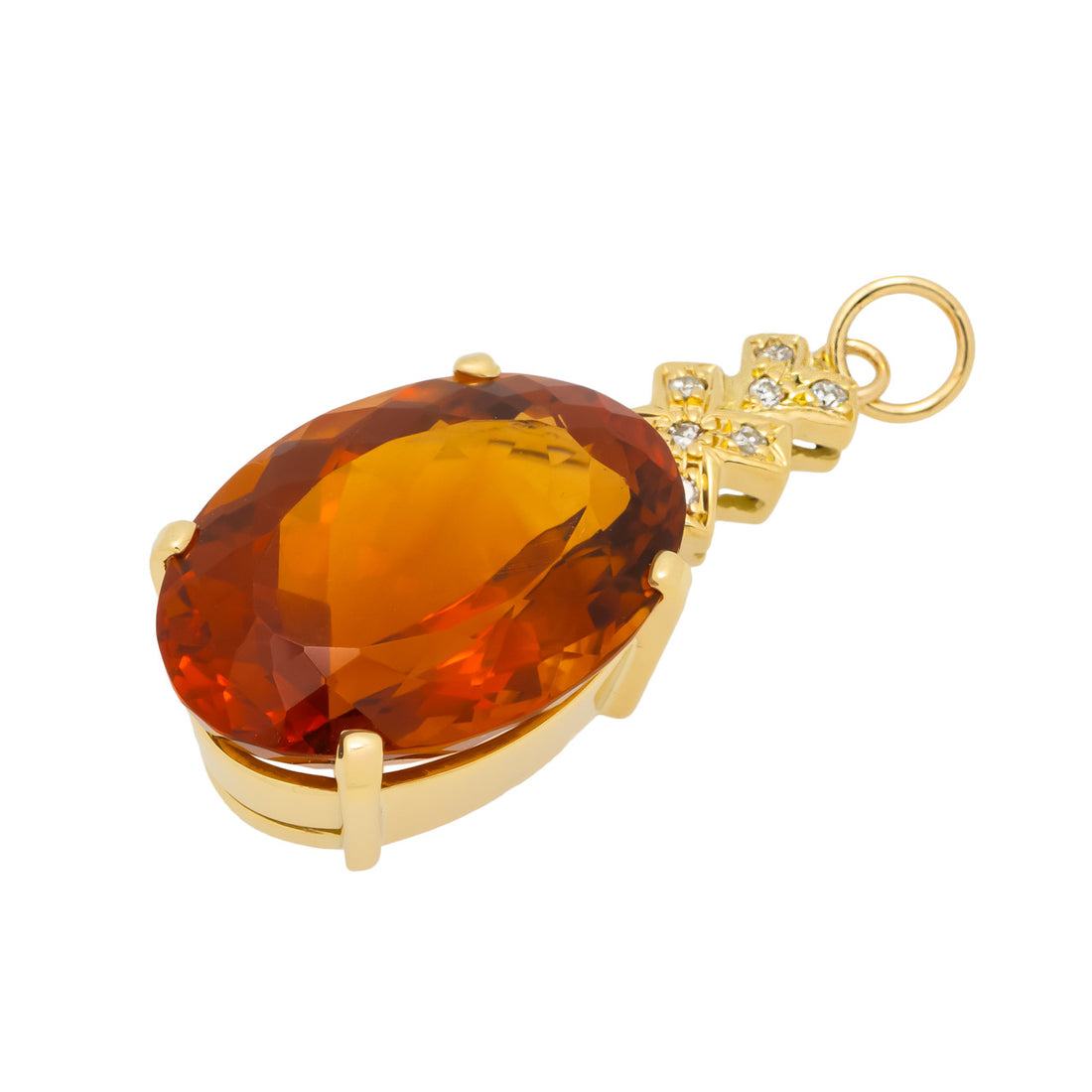 11.15 Oval Citrine Diamond Yellow Gold Pendant – image 2