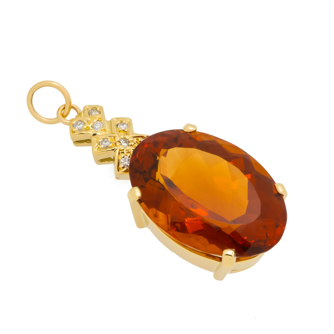 11.15 Oval Citrine Diamond Yellow Gold Pendant – image 3