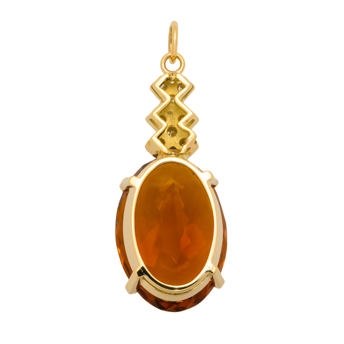 11.15 Oval Citrine Diamond Yellow Gold Pendant – image 4