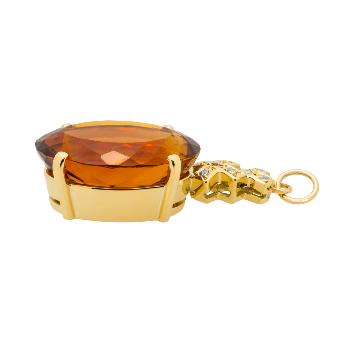 11.15 Oval Citrine Diamond Yellow Gold Pendant – image 5