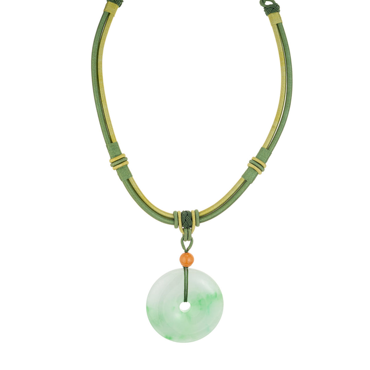Halolith Jadiete Jade Pendant Silk Cord Necklace