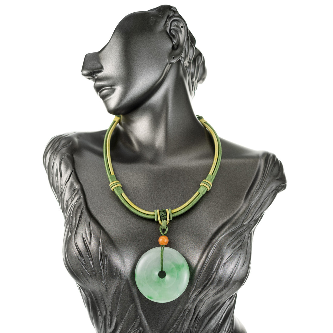 Halolith Jadiete Jade Pendant Silk Cord Necklace – image 8