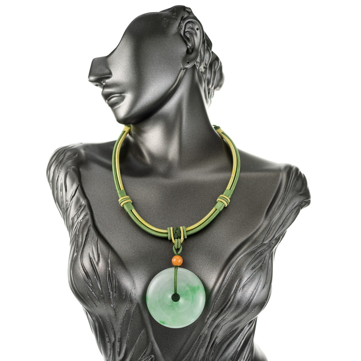 Halolith Jadiete Jade Pendant Silk Cord Necklace – image 8