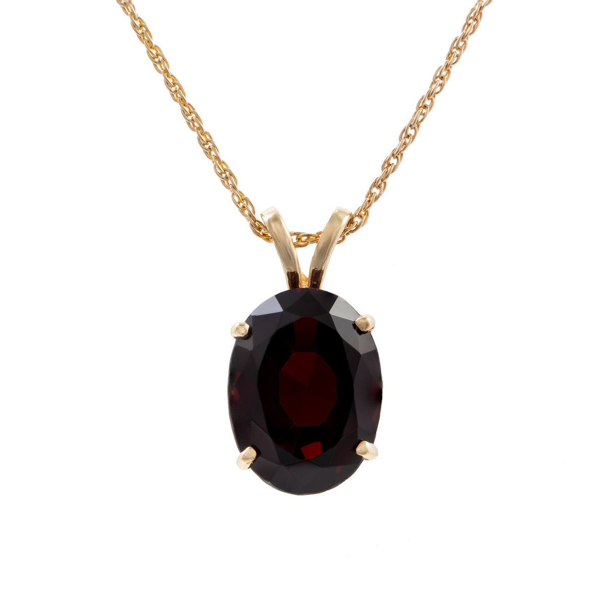 8.5 Carat Oval Garnet Yellow Gold Pendant Necklace