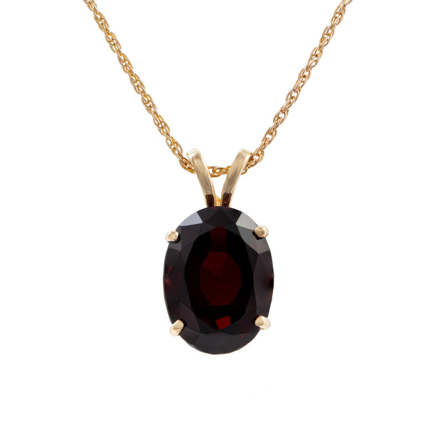 8.5 Carat Oval Garnet Yellow Gold Pendant Necklace