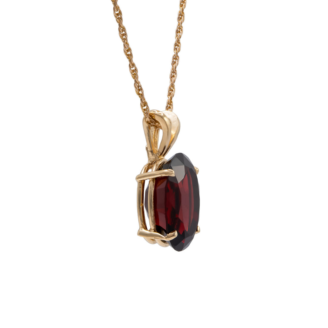 8.5 Carat Oval Garnet Yellow Gold Pendant Necklace – image 5