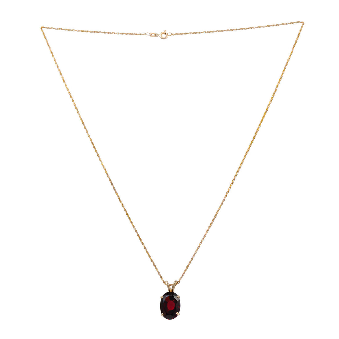 8.5 Carat Oval Garnet Yellow Gold Pendant Necklace – image 2