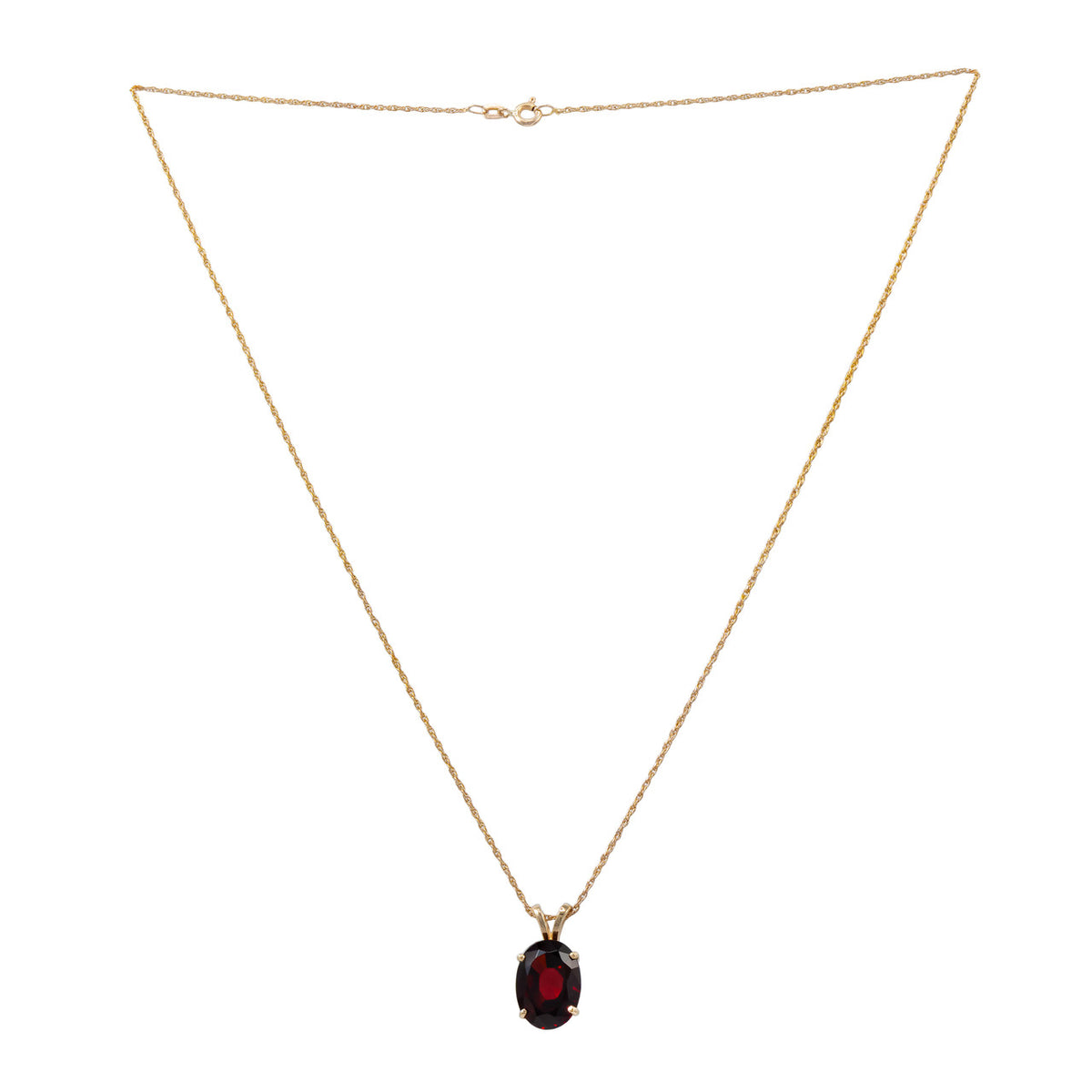 8.5 Carat Oval Garnet Yellow Gold Pendant Necklace – image 2