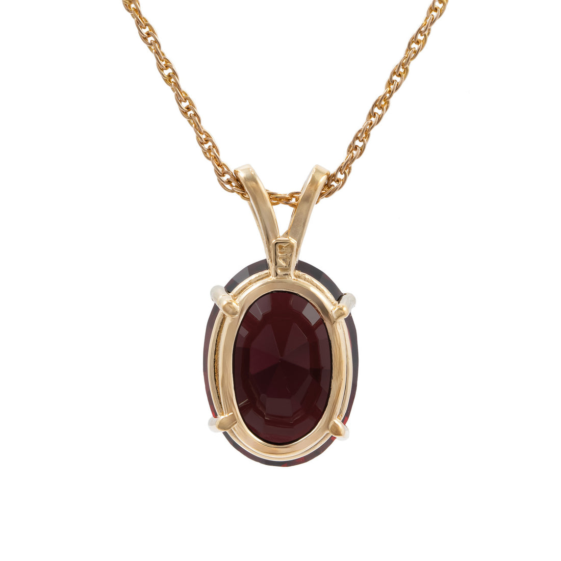 8.5 Carat Oval Garnet Yellow Gold Pendant Necklace – image 3