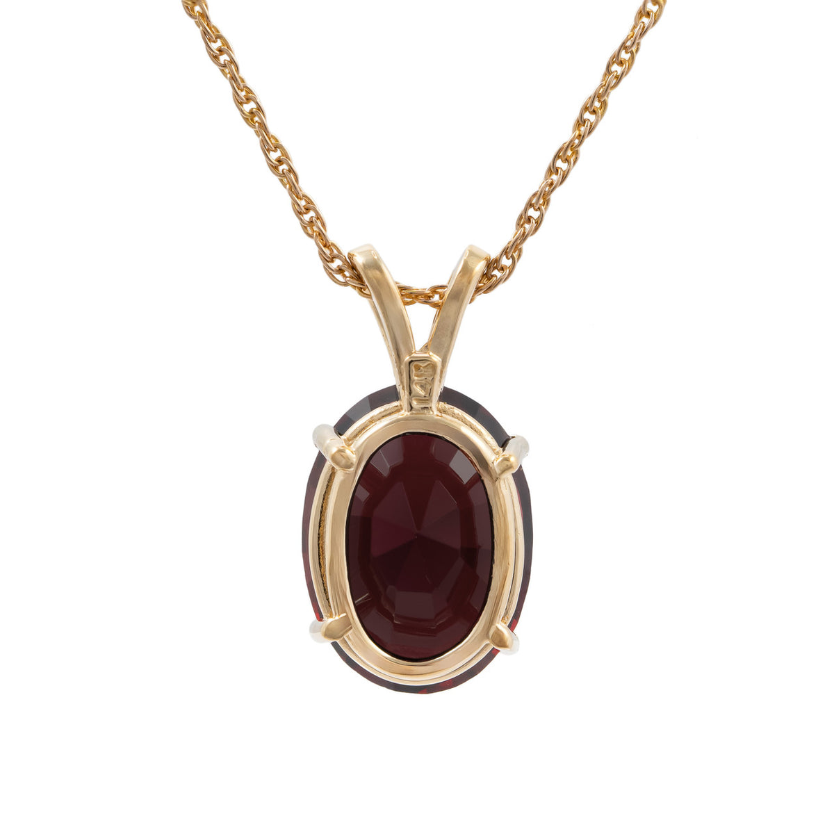 8.5 Carat Oval Garnet Yellow Gold Pendant Necklace – image 3