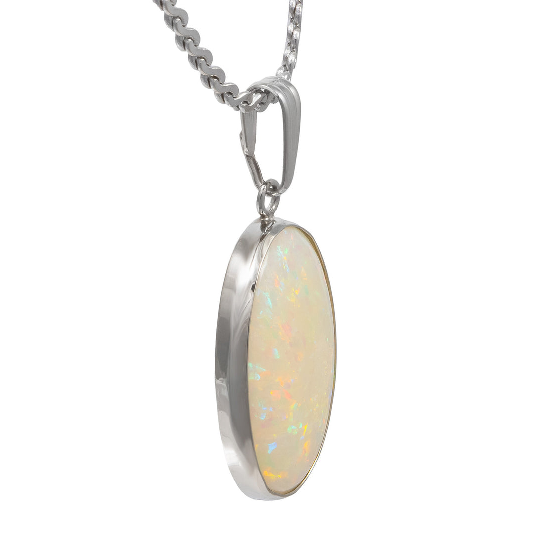 2.75 Carat Opal White Gold Pendant Necklace – image 3