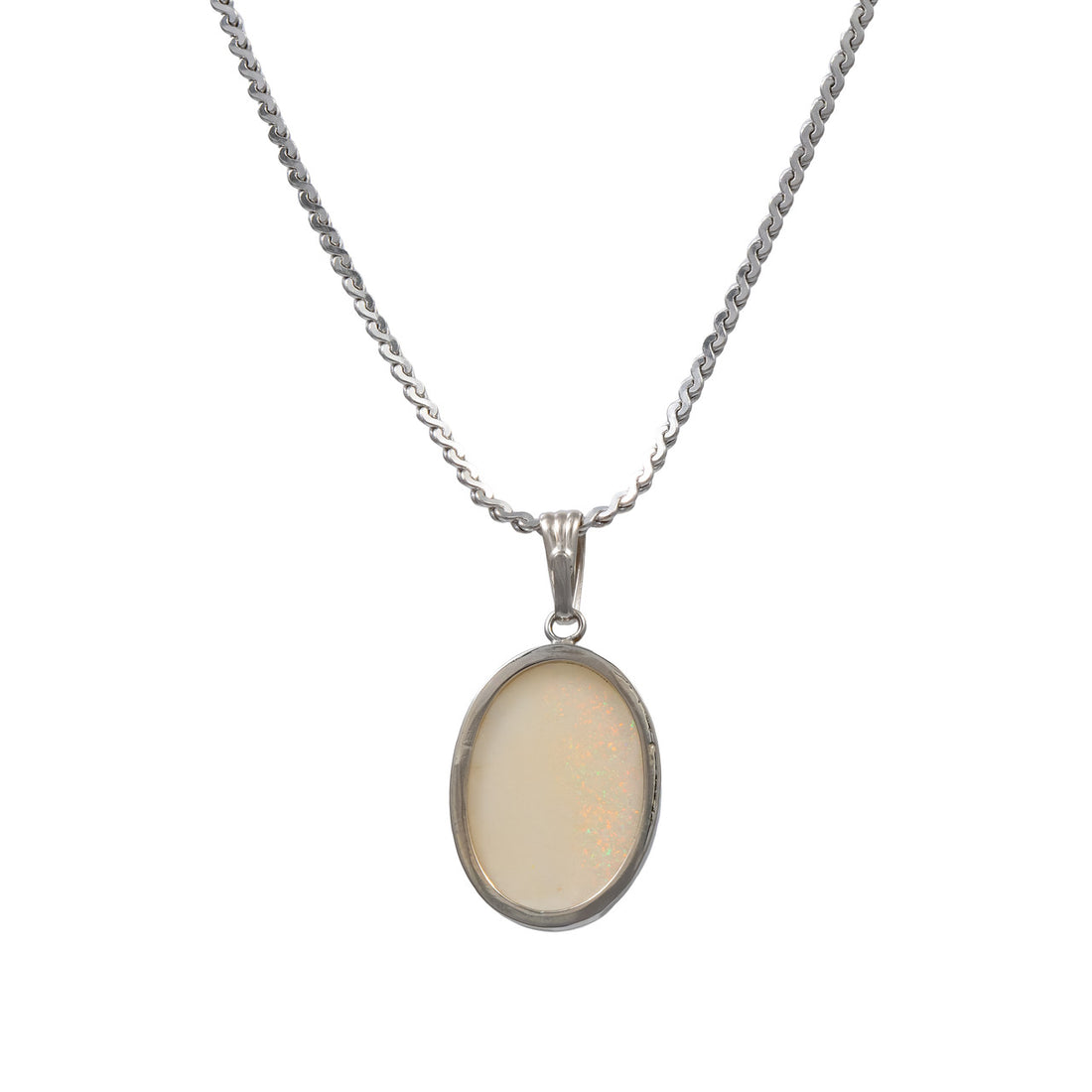 2.75 Carat Opal White Gold Pendant Necklace – image 4