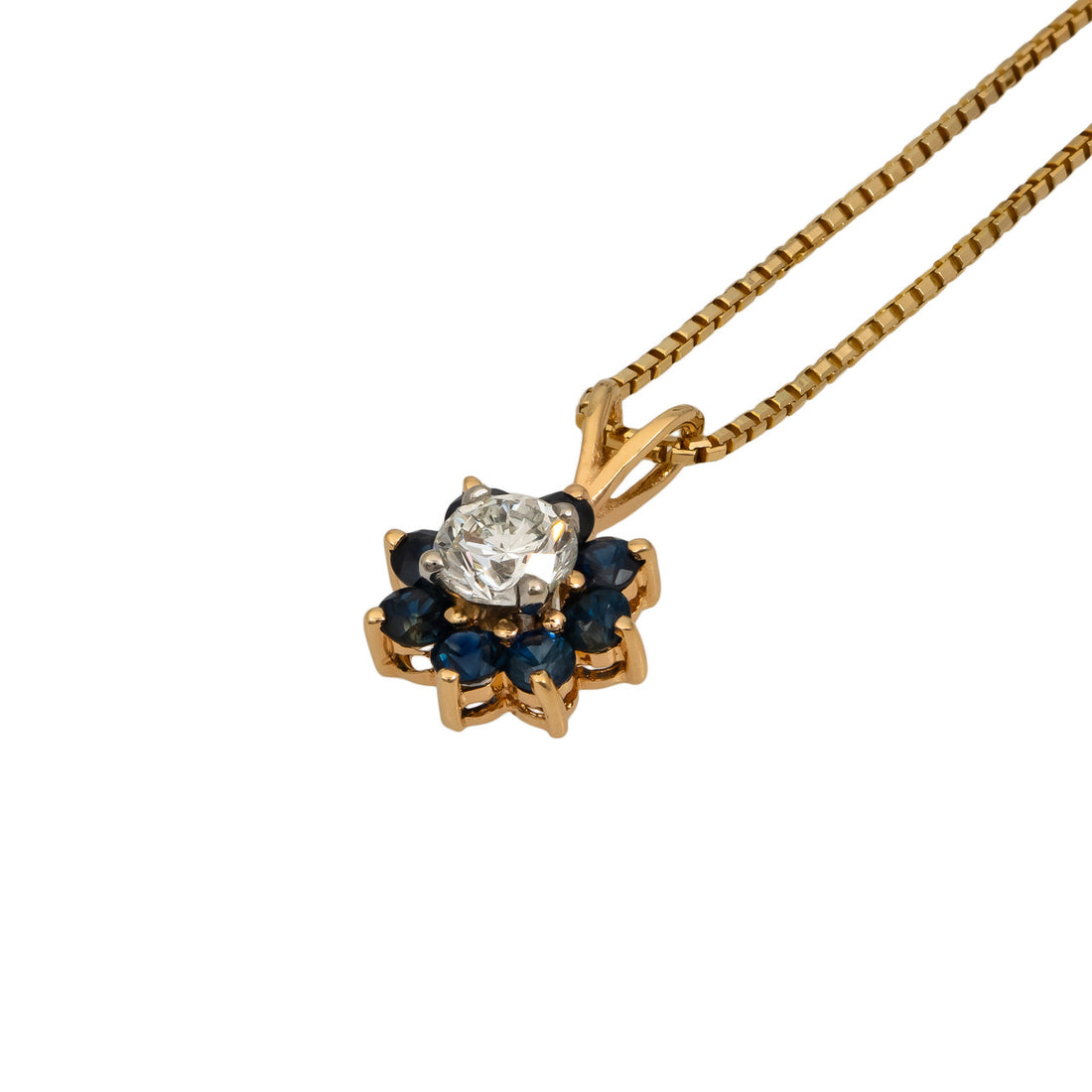 Diamond Sapphire Gold Pendant Necklace – image 2